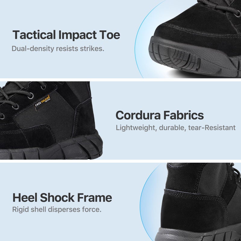 FREE SOLDIER Waterproof Hiking Work Boots Men's Tactical Boots 6 Inches Lightweight Military Boots Breathable Desert Boots(Black 8) - Image 5